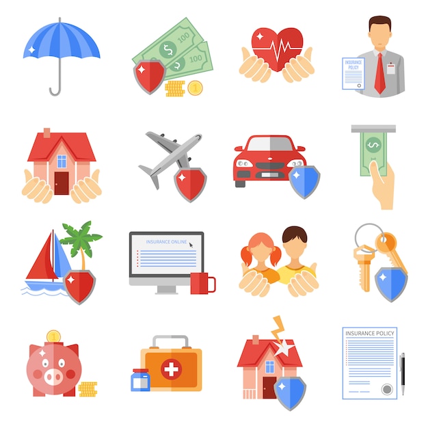 Gratis vector verzekering icons set