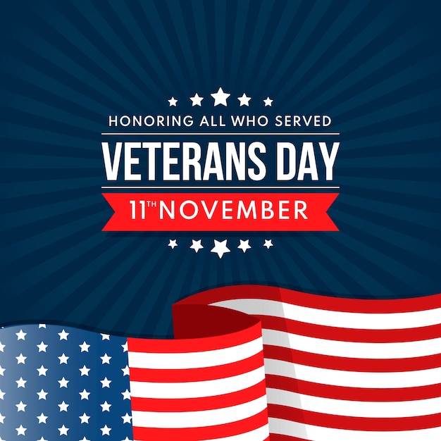 Gratis vector veteranendag concept in plat ontwerp