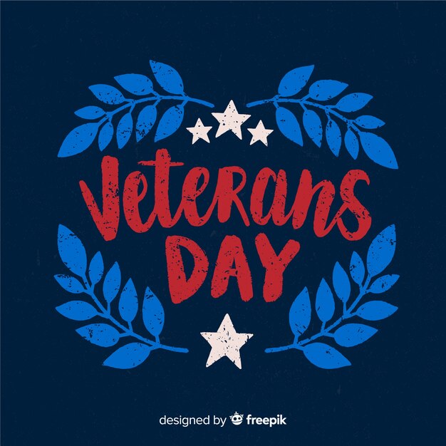 Veterans dag achtergrond met rode en blauwe letters