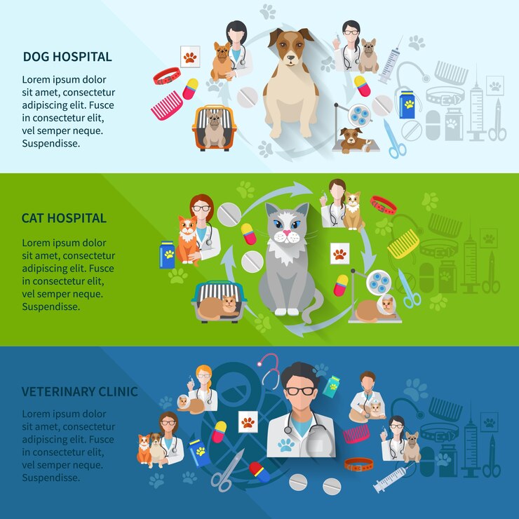 Gratis Vector veterinaire banner set