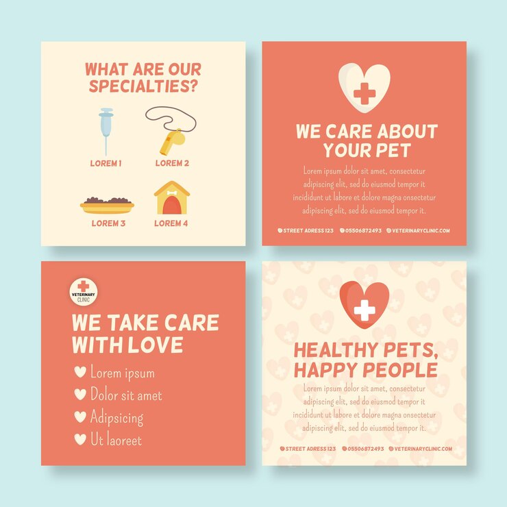 Gratis Vector veterinaire instagram-berichten