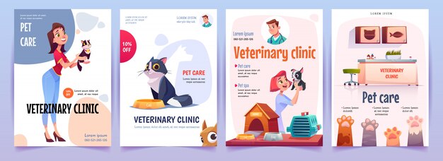 Veterinaire kliniek banners set. Dierenarts posters