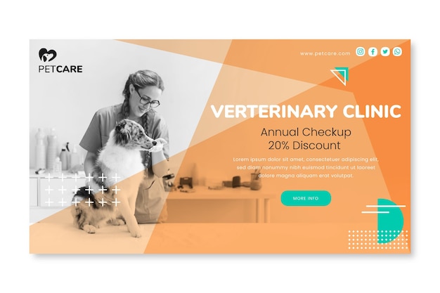 Veterinaire kliniek en banner voor gezonde huisdieren