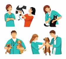 Gratis vector veterinaire mensen instellen