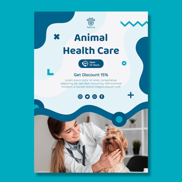 Gratis vector veterinaire verticale flyer-sjabloon