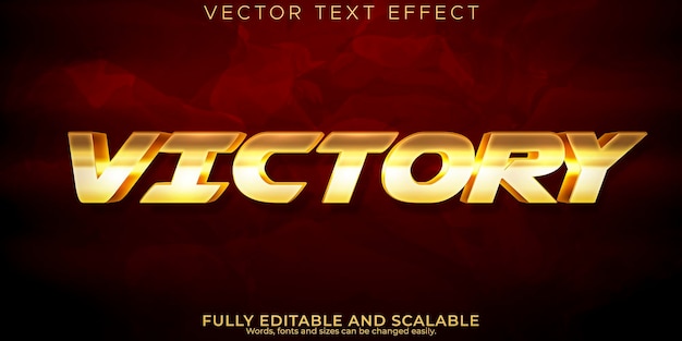 Gratis vector victory teksteffect bewerkbare elegante en glanzende tekststijl