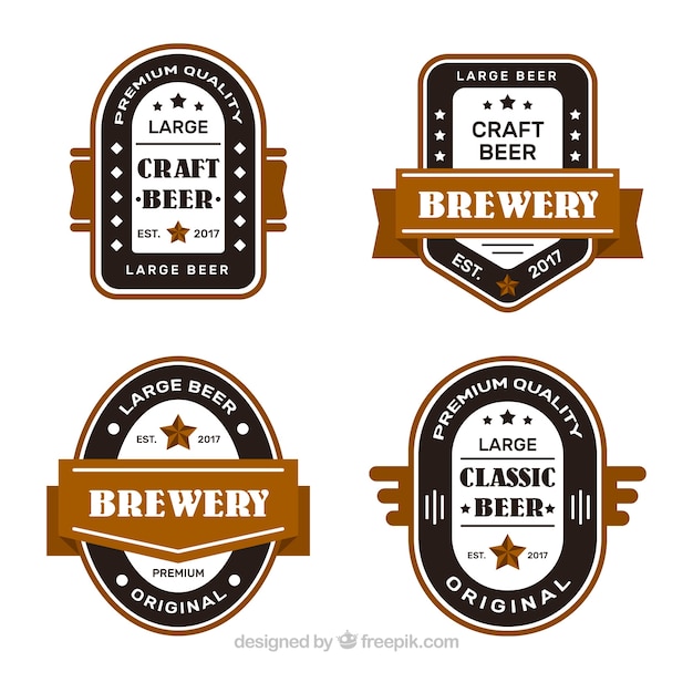 Gratis vector vier bierstickers in vintage stijl