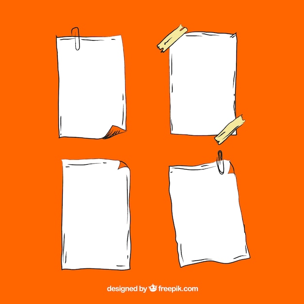 Gratis vector vier bladen van de hand getekende notebooks pak