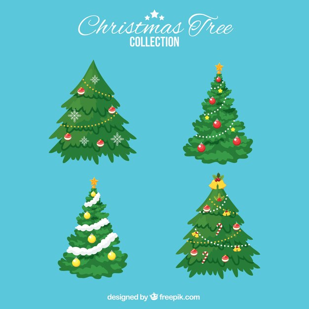 Vier elegante kerstbomen