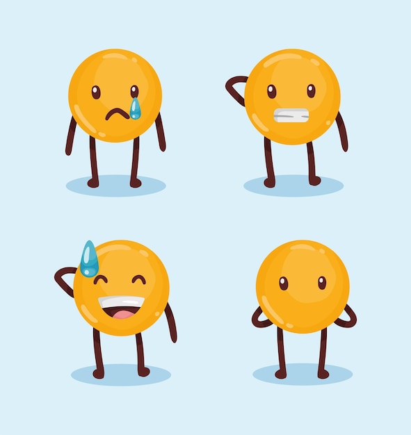 Gratis vector vier emoticons tekens instellen pictogrammen