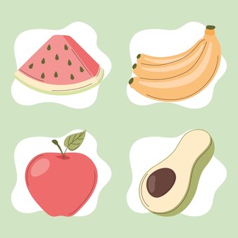 Vier gezonde vruchten