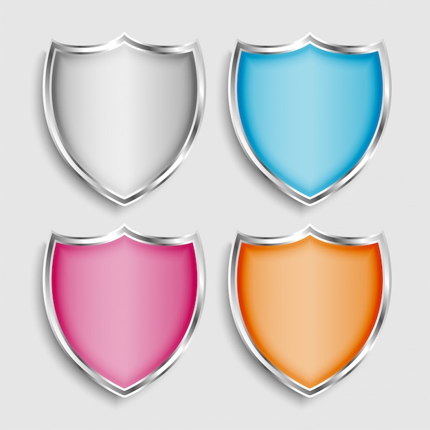 Vier glanzende metalen schild symbolen of pictogrammen instellen