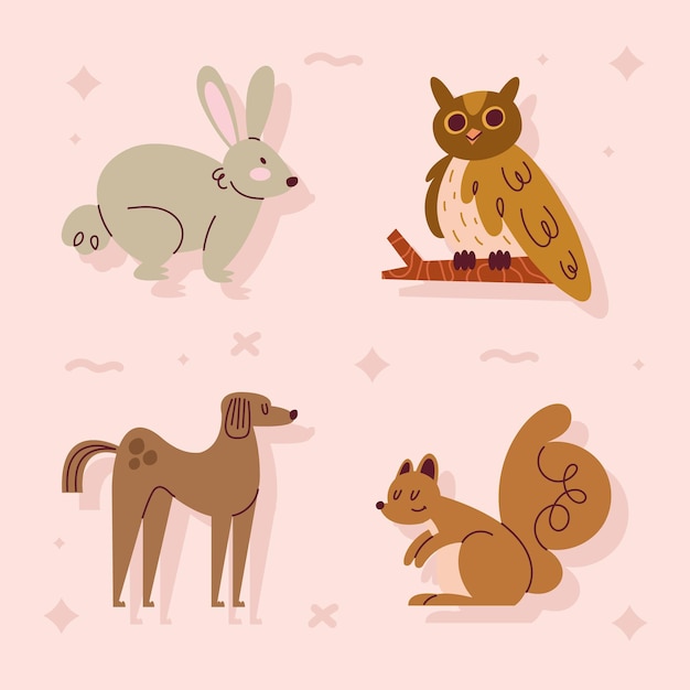 Gratis vector vier kleine dieren