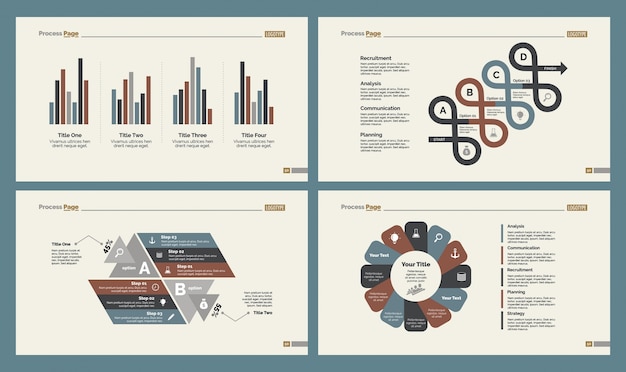 Gratis vector vier logistiek slide templates set