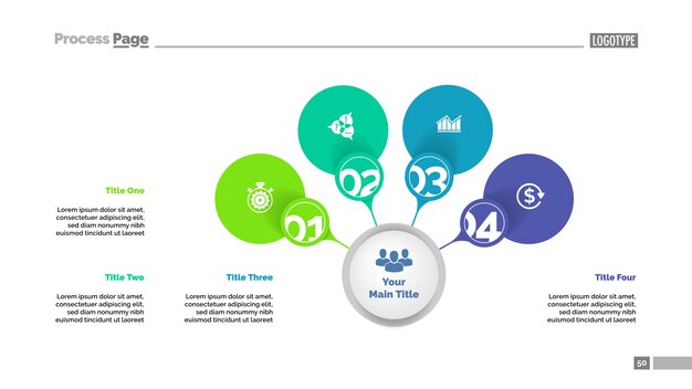 Vier opties grafiek proces grafieksjabloon. Bedrijfsgegevens. Elementen van diagram