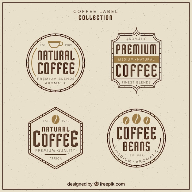 Gratis vector vier premium retro koffie stickers