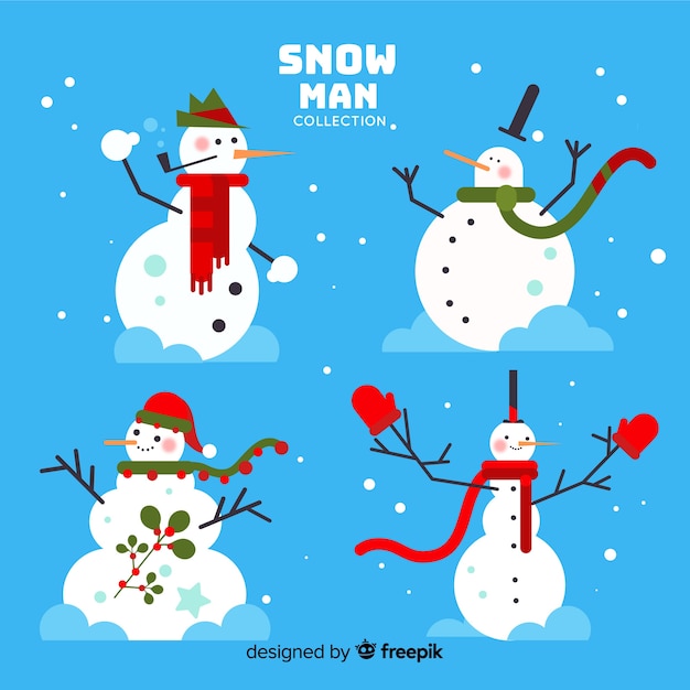 Gratis vector vier sneeuwman karakters