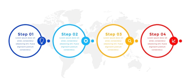 Vier stappen cirkel infographic sjabloonontwerp