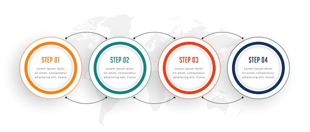 Vier stappen zakelijke infographic in circulaire stijl
