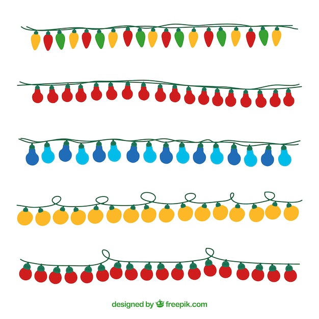 Gratis vector vier verschillende kerstverlichting