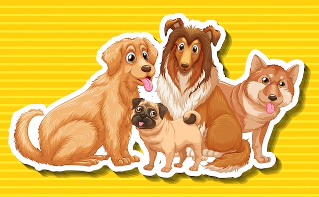 Gratis vector vier verschillende soorten honden