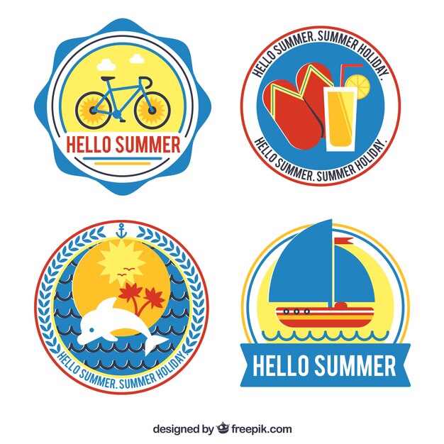 Vier zomer ronde stickers