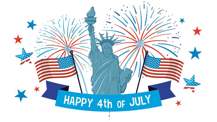 Gratis Vector vierde juli viering met het vrijheidsbeeld