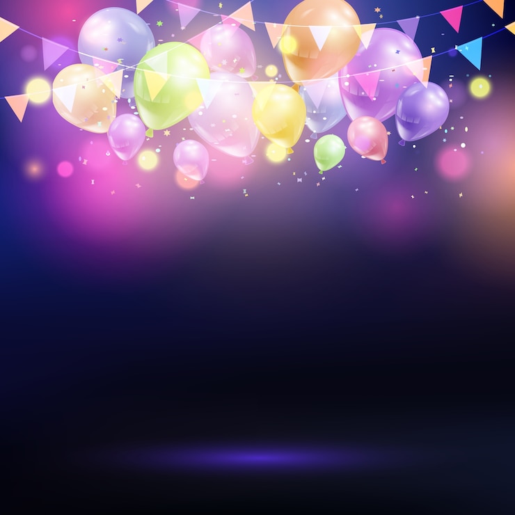 Gratis Vector viering achtergrond met ballonnen en bunting