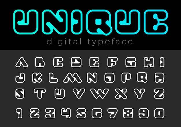 Vierkant digitaal lettertype.