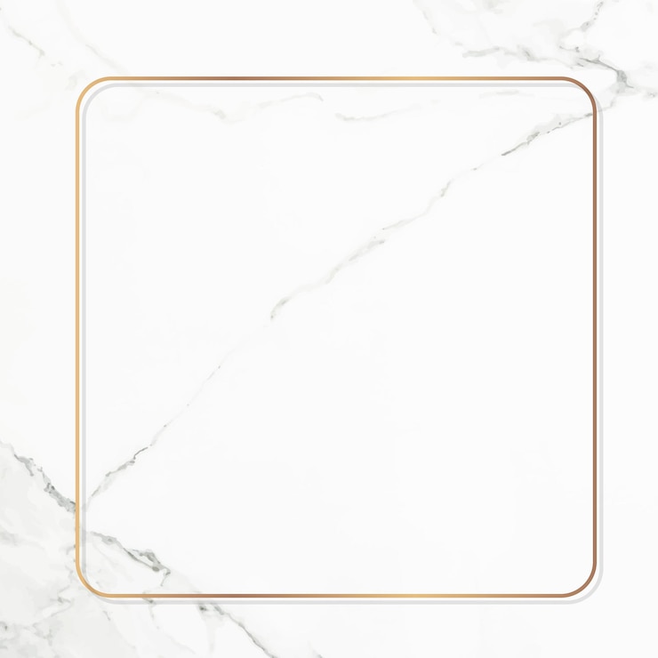 Gratis Vector vierkant gouden frame op witte marmeren achtergrond