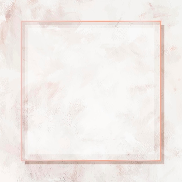 Vierkant rose gouden frame op beige marmeren achtergrond vector