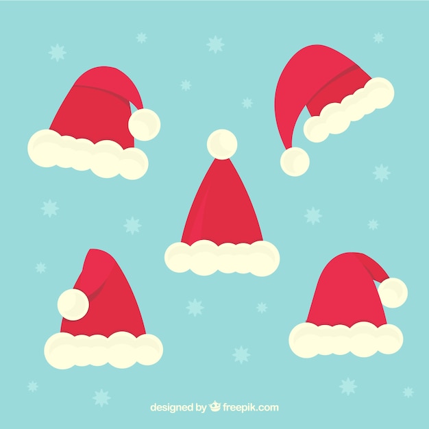 Gratis vector vijf kerstmutsen