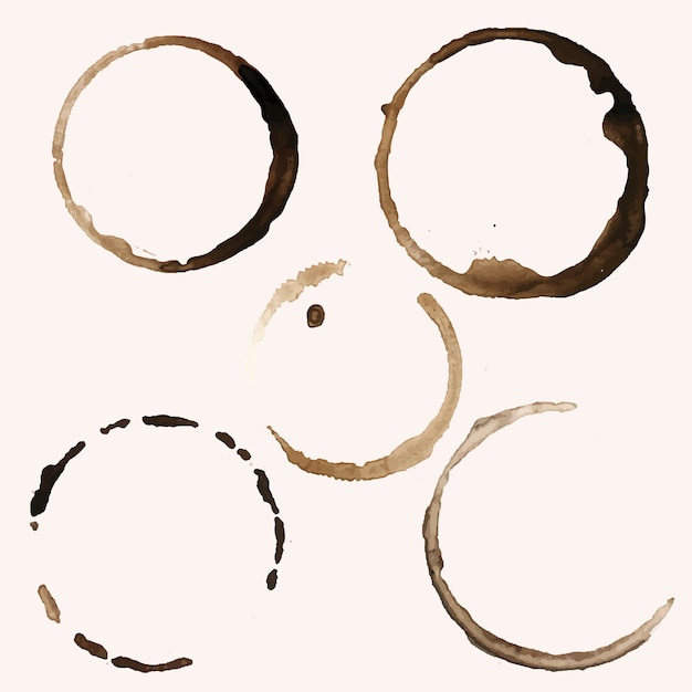 Vijf koffie ring vlekken vector