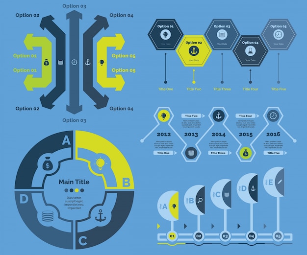 Vijf recruitment diagrams templates set