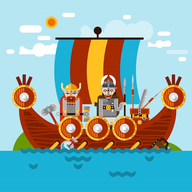 Gratis vector viking boot achtergrond