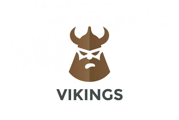 Viking hoofd in helm silhouet logo. Negatieve ruimtestijl.