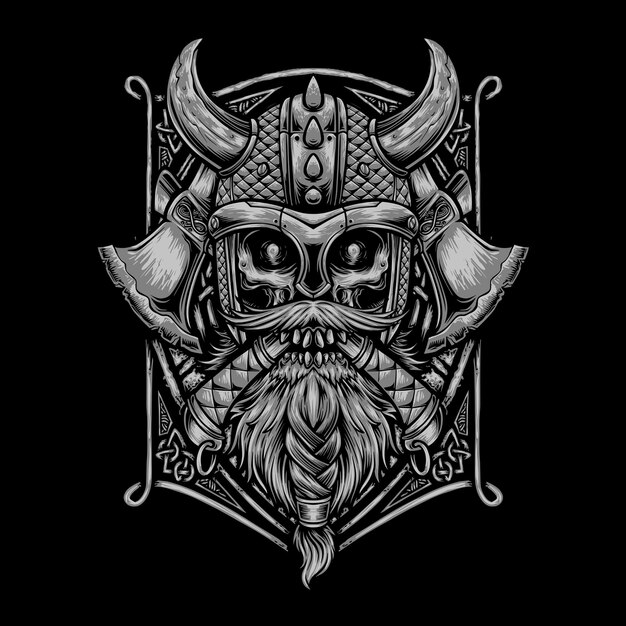 Viking-schedelvector voor t-shirtontwerp