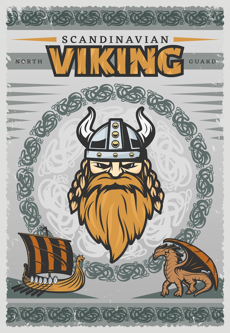 Gratis Vector viking vintage poster