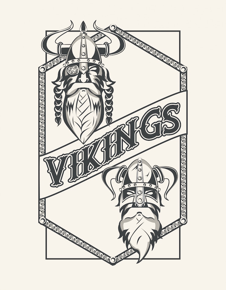 Gratis Vector vikingen krijgers afgedrukte t-shirt