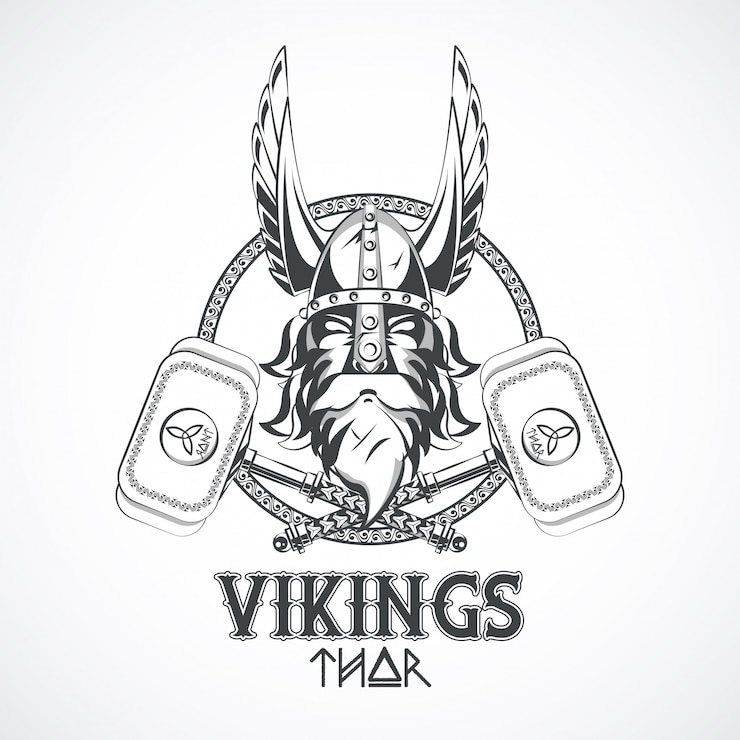 Gratis Vector vikingen krijgers afgedrukte t-shirt