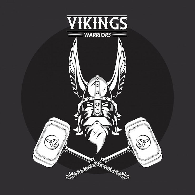 Gratis Vector vikingen krijgers afgedrukte t-shirt