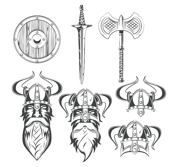 Vikingen krijgers set tekeningen