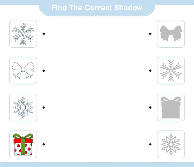 Vind de juiste schaduw vind en match de juiste schaduw van ribbon snowflake en gift box