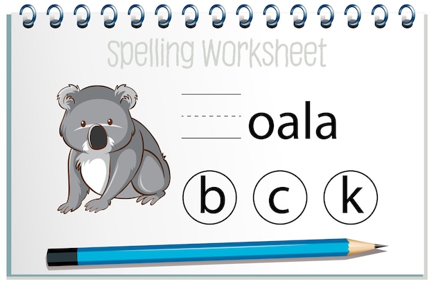 Gratis vector vind ontbrekende brief met koala