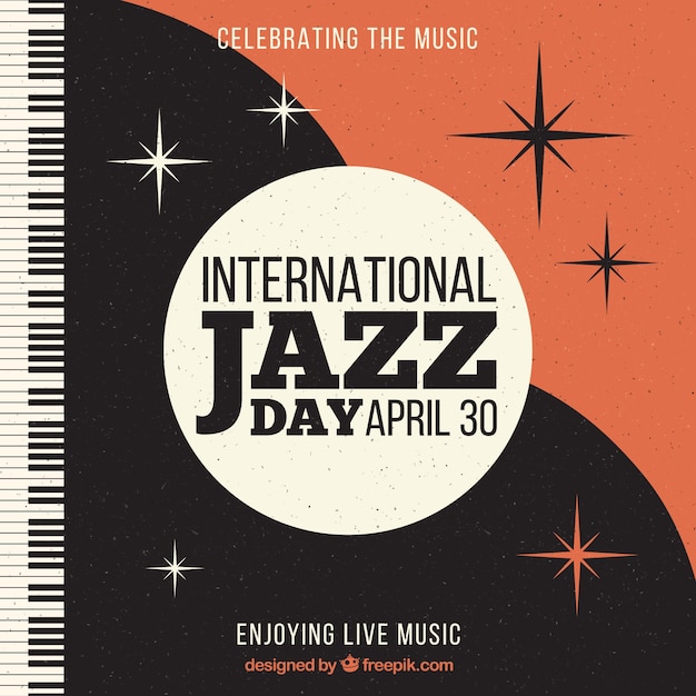 Gratis vector vintage achtergrond van de internationale jazz-dag