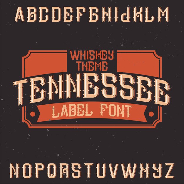 Vintage alfabet en label lettertype genaamd Tennessee.