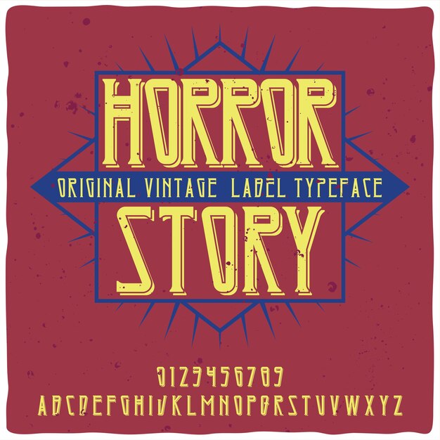 Vintage alfabet lettertype genaamd Horror Story.