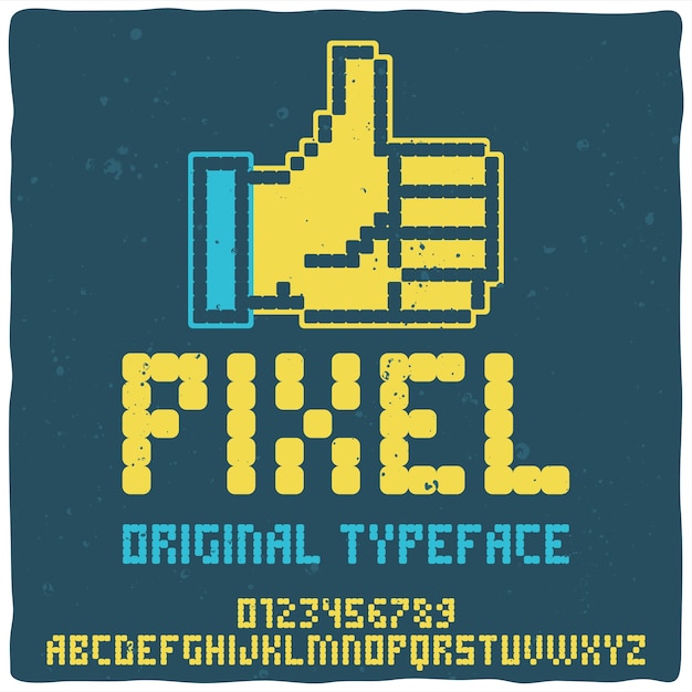 Vintage alfabet lettertype genaamd pixel.