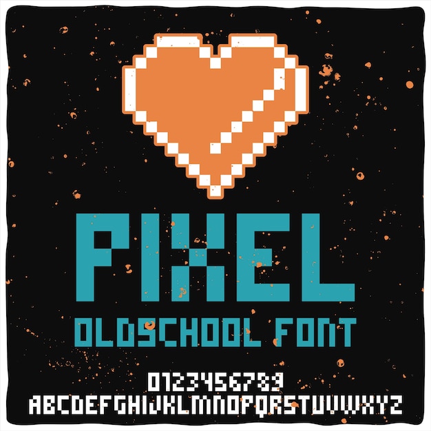 Vintage alfabet lettertype genaamd pixel.