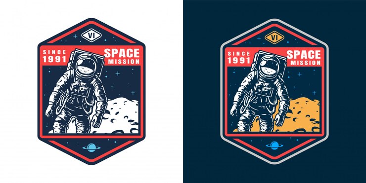 Gratis Vector vintage astronaut badge set